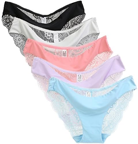 VICHERIA レディース ショーツ 女性 パンツ 下着 レースの透け感 セクシー 響きにくい (5枚セット)