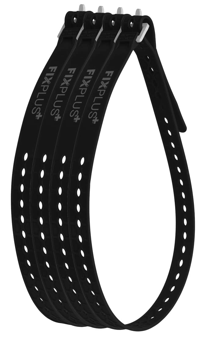 Fixplus Strap Gummizurrband 86 x 2,3 cm, Schwarz, 4 Stück, 17FP86s4x