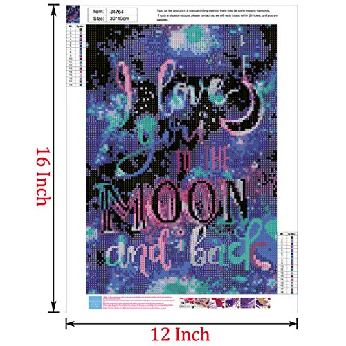5D Diamond Painting Full Drill, 16"X12" Blue Love Story DIY Diamond Painting by Number Kits, Rhinestone Crystal Drawing for Adults Kids, 40x30cm Mosaic Making for Wall Decoration
