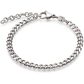 Galis Mens Bracelet - Cuban Link or Box Chain Layered Chain For Men - Premium Stainless Steel, Valentines Gift for him, Gold, Silver, Black Bracelet For Men 7-8" Size, 3-5mm Thick