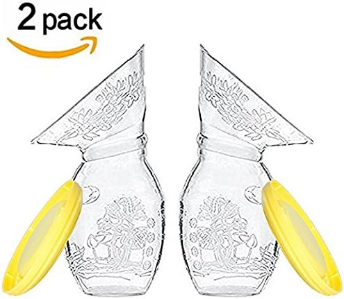Manual Breastmilk Pump Hand Pump Silicone Breastfeeding Pump Breast Milk Pump Suction with Lid, Pack of 2