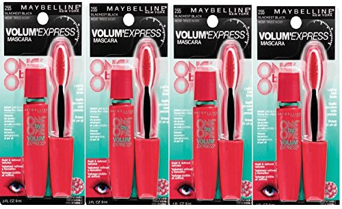 Maybelline VolumExpress One by One Mascara #255 Blackest Black 4 pack