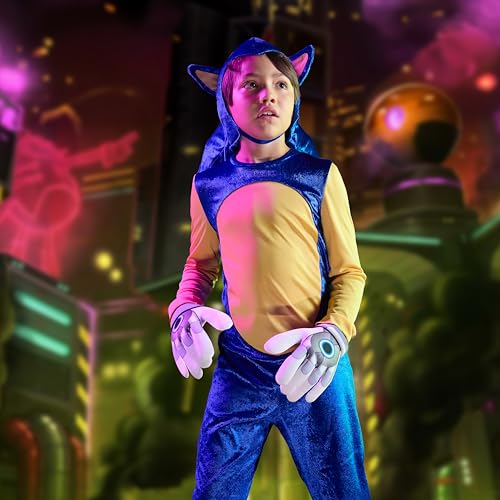 Disguise Deluxe Sonic Costume for Kids, Official Sonic Prime Costume and Headpiece, Size (46