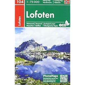 Lofoten, Wander – Radkarte 1 : 75 000: PM 104 Landkaart – Gevouwen Kaart, 29 augustus 2019