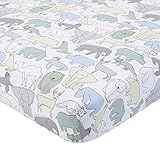 Dwell Studio Caravan Animal Print Fitted Crib Sheet, Aqua/Gray/Green/Yellow