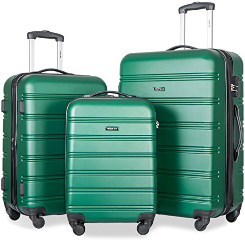 Merax Travelhouse Luggage 3 Piece Expandable Spinner Set (Green)