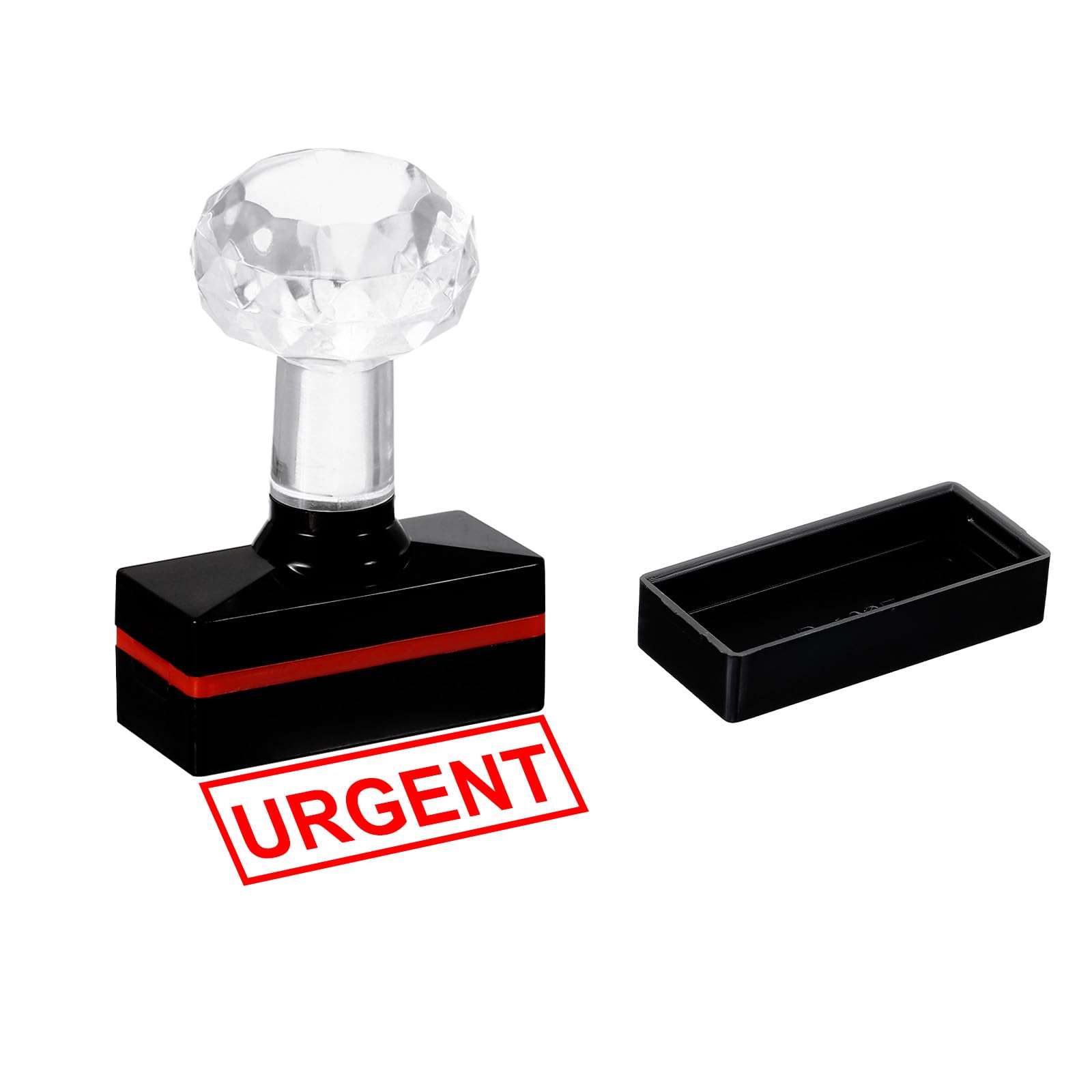 PATIKIL Urgent Stamp Self Inking, Red Ink Office Stamps Pre Inked Message Stamp Refillable Business Stamp, Black