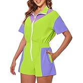 UOUA 80s Outfit Women 90s Jumpsuit Costume One-Piece Workout Track Suit Party Retro Clothing