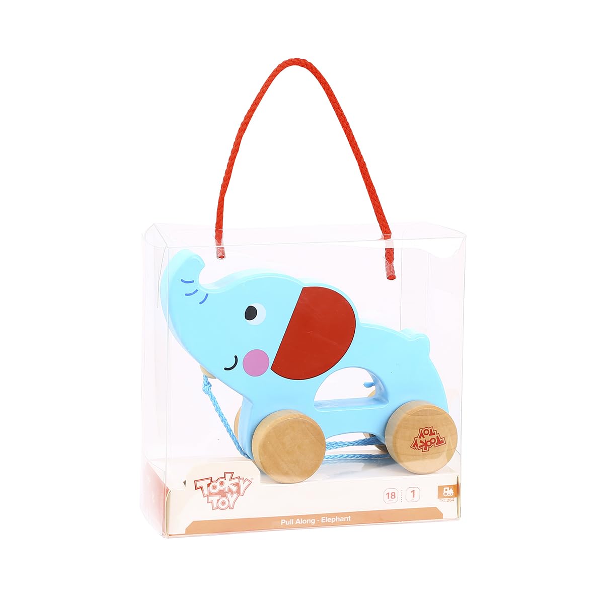 Andreu Toys 921 TKC264 EA Wooden Pull Along Elephant (EXP), Multicolor, 15.8 x 5.3 x 12.4 cm