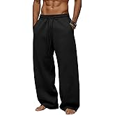 Tooprvix Men's Baggy Sweatpants Heavyweight Fleece Wide Leg Drawstring Sweat Pants,Casual Lounge Joggers with Pockets Slacks