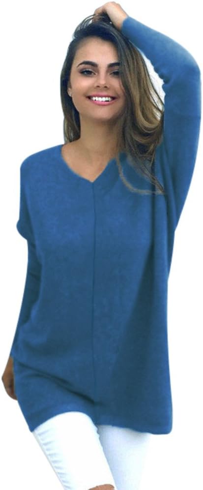 Orangeskycn Womens Pullover Long Sleeve Jumper Solid Loose Sweaters Coat Casual Blouse
