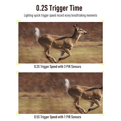 Tovendor Trail Camera Motion Activated Night Vision Up to 65ft, 16MP Low Glow Wildlife Cams with 0.2s Trigger Time for Animal Monitor, IP66 Waterproof