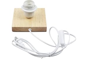 Geesatis 1Pcs Wooden Light Base,E27 Square Light Display Base with Switch Plug,No Bulb,for Living Room Bedroom