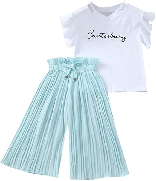 010 Years Old Girls Outfits Set, Children Girls Letter T Shirt Tops