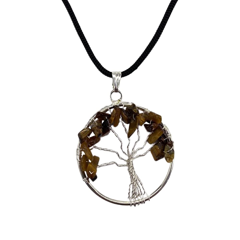 VIE Naturals Tree of Life Pendant, Tiger Eye, 30mm