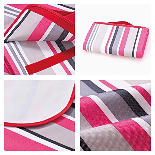 80×60“Family Picnic Blanket with Tote, Extra Large Foldable and Waterproof Camping Mat for Outdoor Beach Hiking Grass Travel NaturalRays