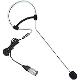 XHXJCYS Black Single Earset Headset Microphone Headworn Over Ear Hanging Condenser Mic Compatible with Audio-Technica Wireless Bodypack Transmitter System with Hirose 4 Pin Plug