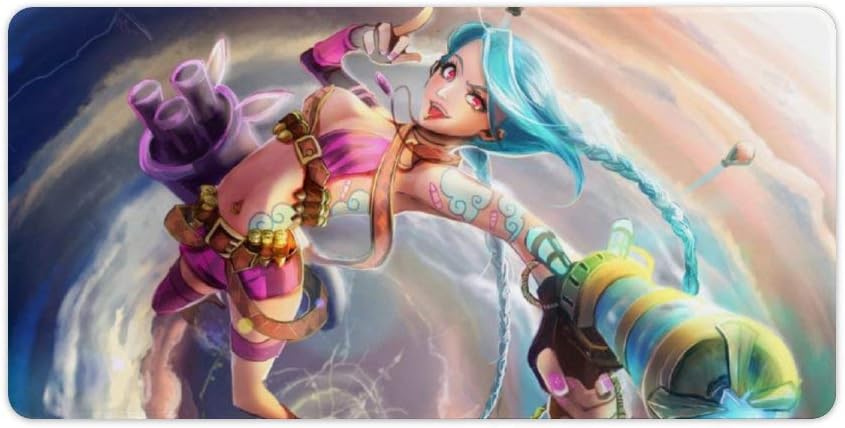Mouse pad,for of League Legends,Jinx (8),Large Gaming Mouse Mat,Desk Mat,Waterproof Anti-Dirty Anti Slip Stitched Edges Mousepad,Perfect for Writing,60x30cm,24x12 inch