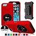 Fintie iPhone 6S Plus Case - [Commander Series] Three Layer Hard Shell Cover Holster with Built-in Rotating Stand and Belt Swivel Clip for iPhone 6 Plus / iPhone 6s Plus (5.5-inch), Black/Red