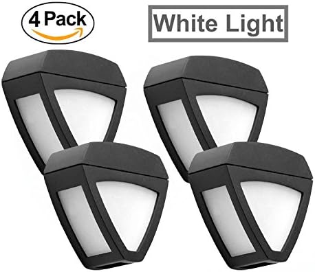 Solar Light - by [Solnergy] Triangle 3.75 inch Waterproof Solar Powered Fence Lights. White Light Source. Ideal Decorating House Outdoor Landscape Garden Fence Lamp Fence Wall Porch Step (4 in Pack)