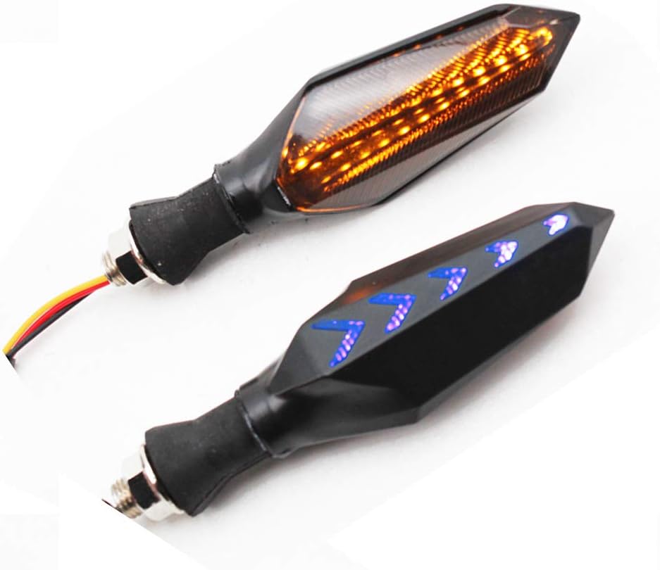 FOR KAWASAKI ZRX1200 KLR650 ER6F ER6N Front or Rear Smoke Sequential LED Turn Signal Light Day Running Light Assembly Amber Blinking Indicator Blinker Lamp Motorcycle Powersport Street Sport Dirt Bike