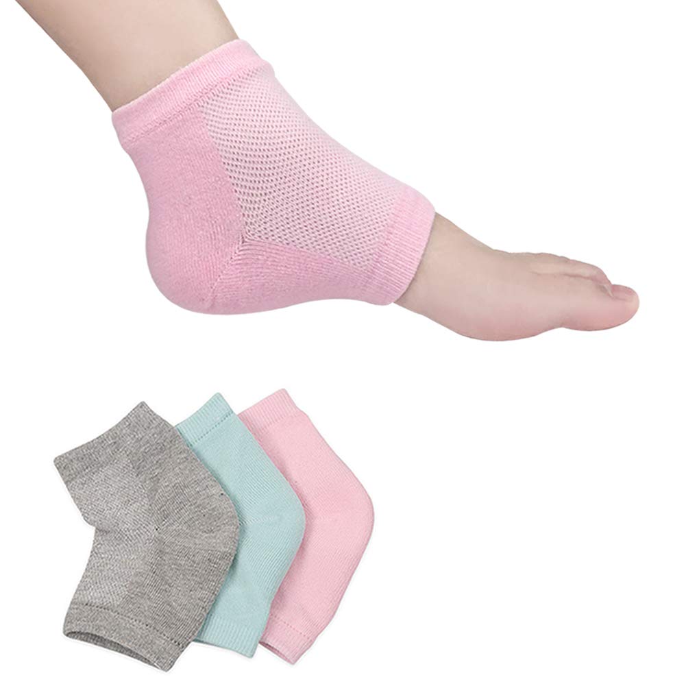 Moisturizing Socks, 3 Pairs-Moisturizing/Gel Heel Socks for Dry Cracked Heels, Open Toe Socks, Ventilate Gel Spa Socks to Heal and Treat Dry, Gel Lining Infused with Vitamins (Blue, Purple, Black) : Beauty