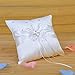 Remedios Ivory Satin Double Hearts Decoration Wedding Ring Bearer Pillow, Ivory 7.5