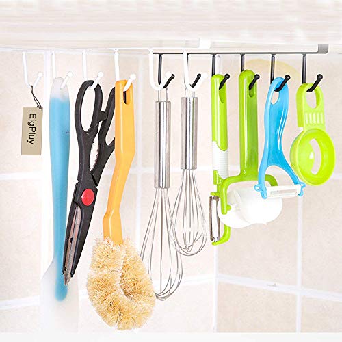 EigPluy 2pcs Mug Hooks Cups Wine Glasses Storage Hooks Kitchen Utensil Ties Belts and Scarf Hanging Hook Rack Holder Under Cabinet Closet Without Drilling,Black