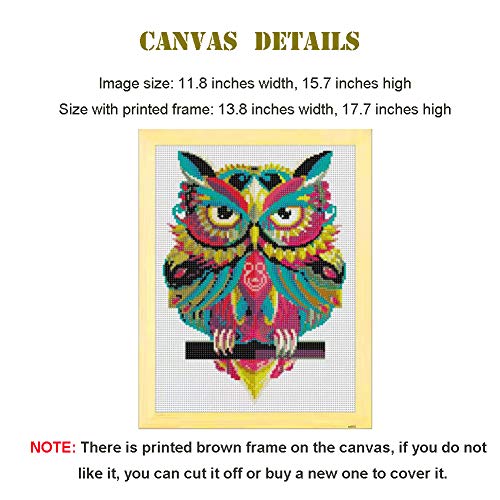 Diamond Painting Kits for Adults, 5D Full Drill Round Gem Paint Kit by Numbers, Colorful Owl Arts Craft for Home Wall Decor (Green, 11.8Wx15.7L)