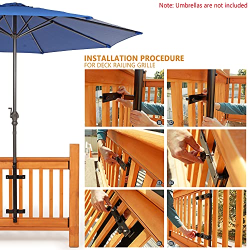 HAINAWANG 304 Stainless Steel Patio Umbrella Holder (Grille/Post),for