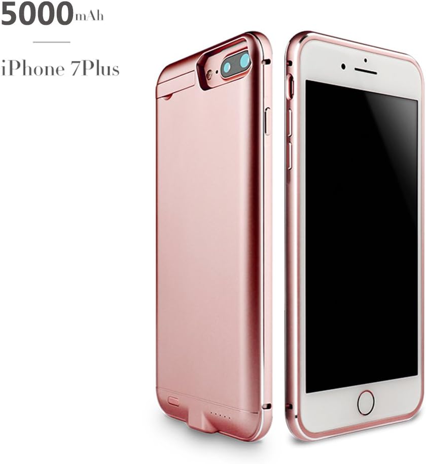 iPhone 7 Plus Battery Case,Kattiettery 5000mAh External Battery Backup Charger Case Pack Power Bank for iPhone 7 Plus (5.5 inch-Rose Gold)