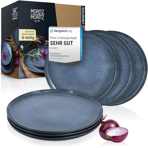 Moritz &Amp; Moritz Vida 6Er Dinner Teller Set Blau - Dinnerteller Für 6 Personen - Porzellan Spülmaschinen- Und Mikrowellengeeignet