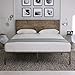 Urest Industrial Queen Size Bed Frame with Headboard/Metal Platform Bed Frame/Mattress Foundation/Strong Slat Support/No Box Spring Needed, Snow Brown