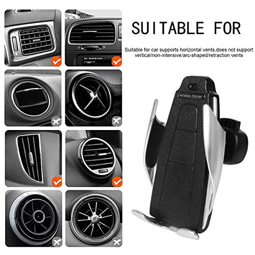 Chargeur sans Fil Voiture, Serrage Automatique 10W /7.5W /5W Chargeur de Rapide Voiture sans Fil Porte-téléphone Compatible avec iPhone XS Max/Xr/X/8/8+, Galaxy S9+/S8/S8+/S7/S6Edge/Note8/5