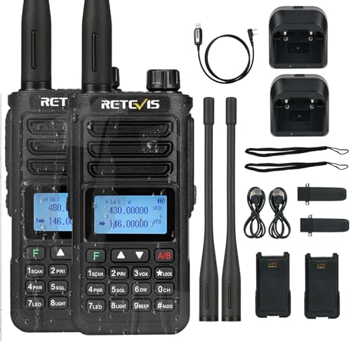 Retevis RA89 Amateur Radio, Dual Band Radio, Support Chirp Amateur Radio, IP68, COMP, 1750hz, DTMF, VFO, Long Range, 2500mAh Battery, Type-C Handheld Radio for Hunting, Emergency Rescue (Pack of 2)
