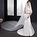 EllieHouse Women's 2 Tier Simple White Wedding Bridal Veil With Comb L11WT
