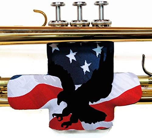 Trumpet valve protector guard with hook and loop closure in colors and patterns - Trumpet Valve Guard Legacystraps American Flag 2 Design