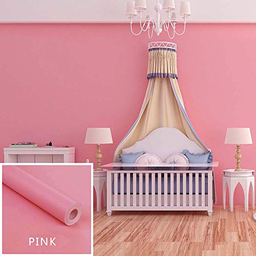 vmree 23.6"Ã—39.4" Solid Color PVC Removable Wallpaper Matte Finish Self-Adhesion Stoving Varnish Sticker DIY Writable Morden Interior Wall Decorative Covering (Pink)
