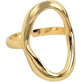 FUTIMELY Gold Chunky Rings for Women,Big Hollow Oval Rings,Trendy Large Oval Open Rings Fashion Jewelry