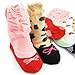 KF Baby Non-Skid Baby Girl Ruffle Lace Shoe Socks,5 Pairs, Infants to Toddlers