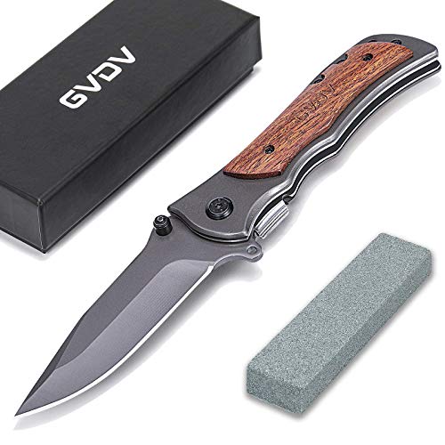 GVDV Pocket Folding Knife with 7CR17 Stainless Steel, Tactical Knife for Camping Hunting Hiking