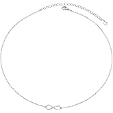 DAOCHONG S925 Sterling Silver Choker Infinity Clavicle Short Pendant Necklace for Women Jewelr