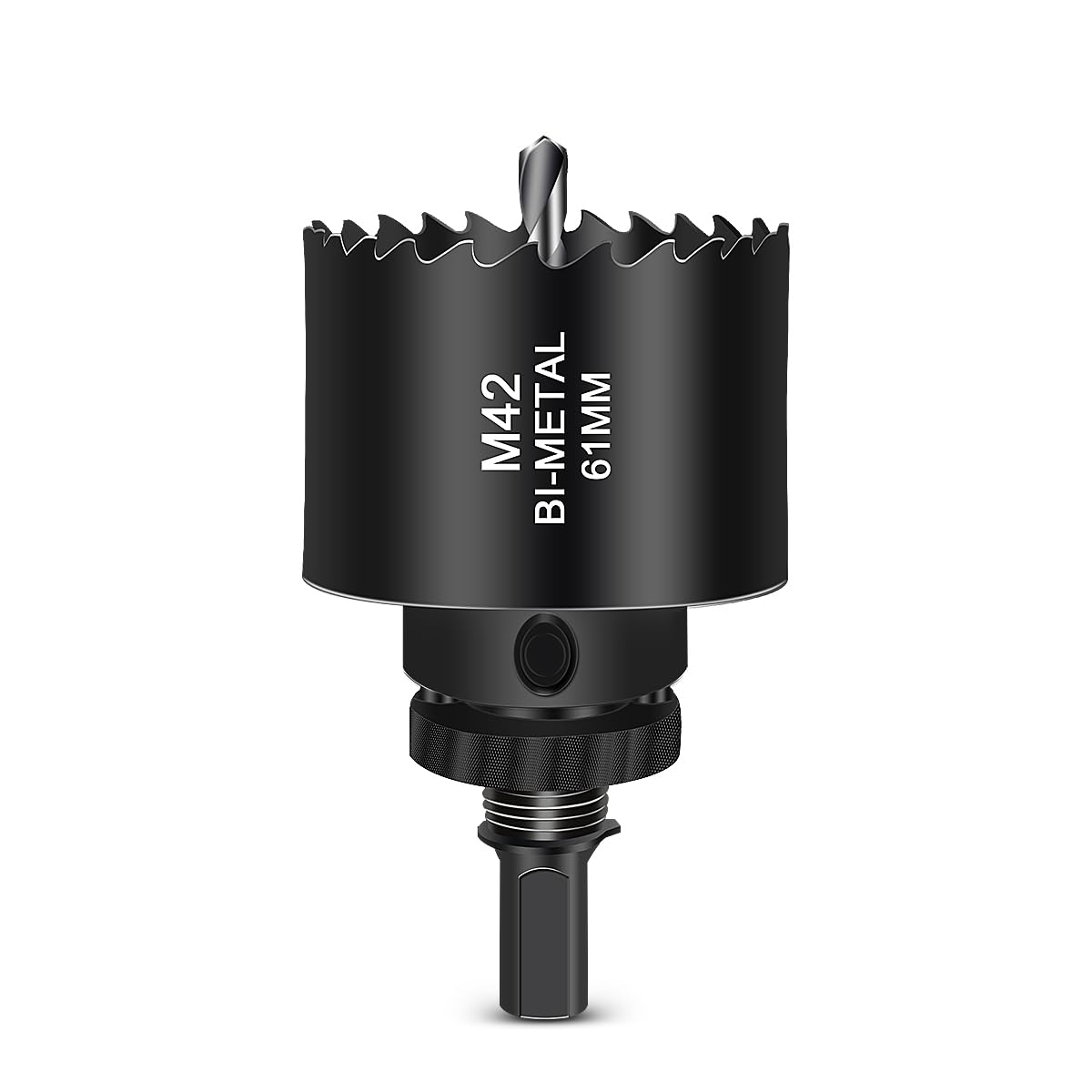HOHXEN 61mm HSS Hole Saw, High Speed M42 Bi-Metal Wood Hole Dill Bit with Heavy Duty Arbor, Round Drill Cutter for Fiberboard, Wood, Plastic, Drywall, Thin Metal, Plasterboard, Copper - Black