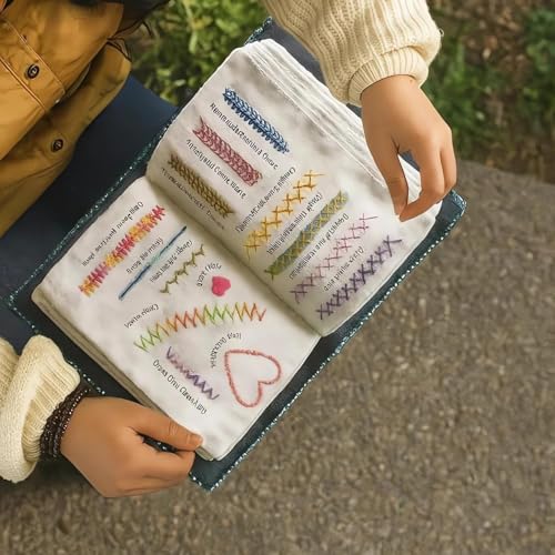 YOOJ® DIY Embroidery Stitch Book Kit, Portable Embroidery Stitch Books & Sewing Kit, Sewing Practice Book for DIY and Sew Enthusiast