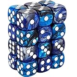 24 Pieces 16mm Marble 6 Sided Dice Round Corner D6