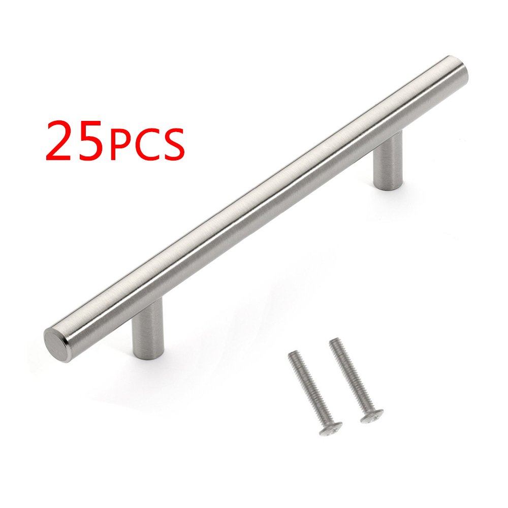 Best 8′ Solid Brushed Nickel T Bar Cabinet Pulls