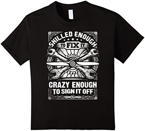 Kids Skill enough to fix it aircraft mechanic shirt 12 Black