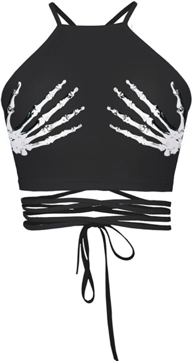skull hands crop top