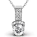 Cate & Chloe Laya Ruler 18k White Gold Pendant Necklace with Swarovski Crystals, Unique Beautiful Silver Halo Necklace for Women, Pave Round Cut, Chain Necklaces Wedding Anniversary