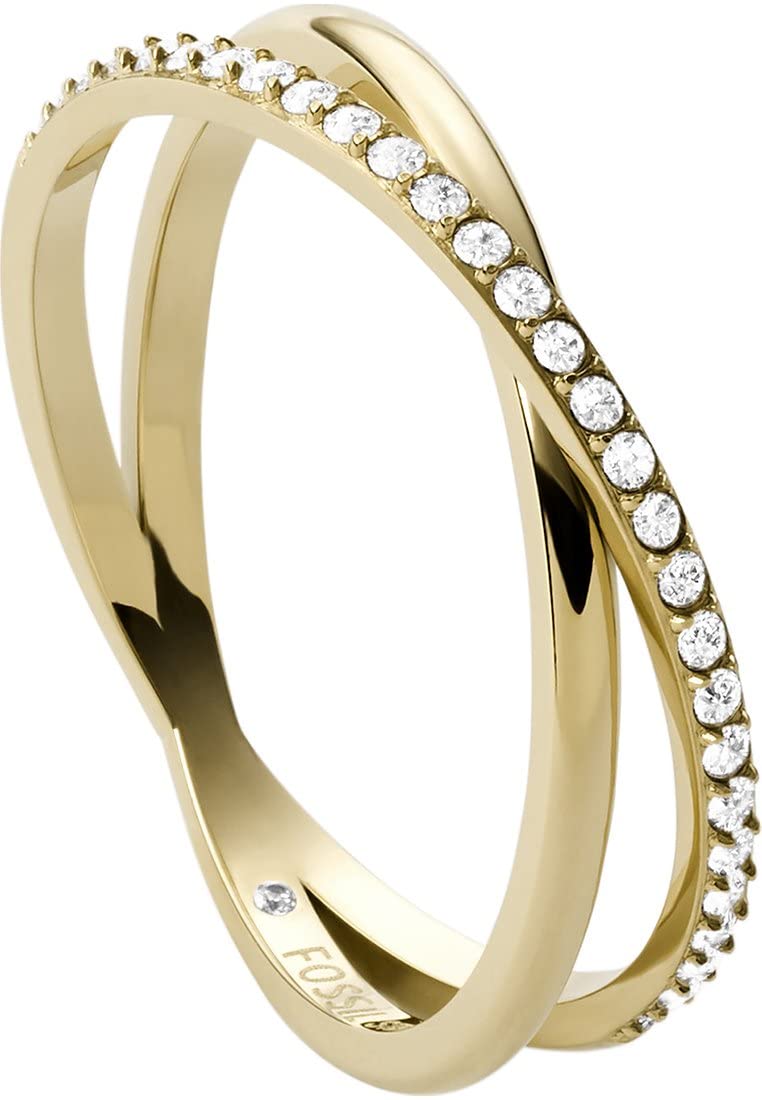 Fossil Ring for Women Vintage Iconic, Height: 5.4mm Gold Stainless Steel Ring, JF03752710